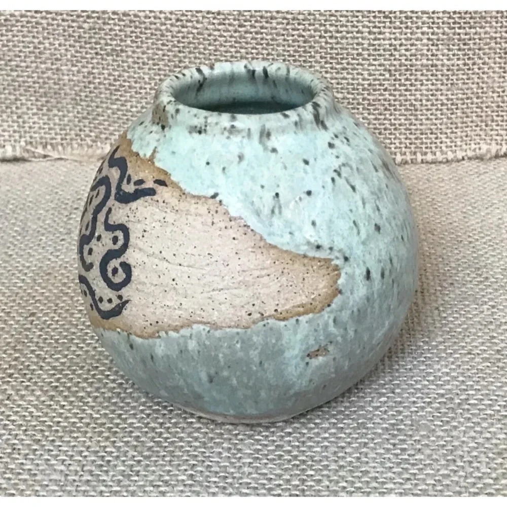 Miniature Earthy Pottery Vase 3 Inches Boho Cottage Goblin Core Rustic Botanical